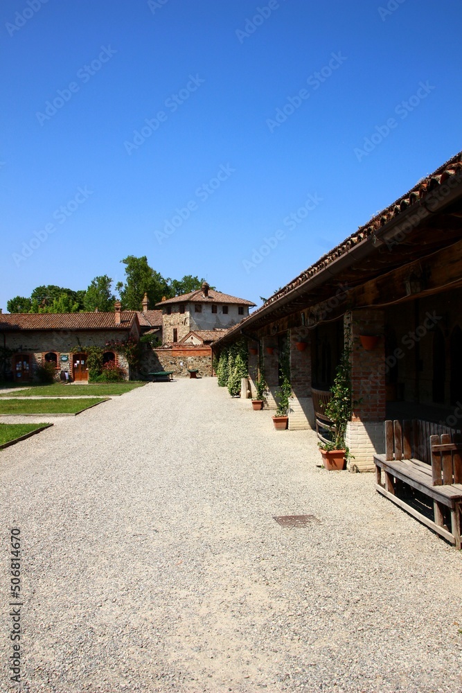 Italy, Piacenza: View of the medieval village of Grazzano Visconti.