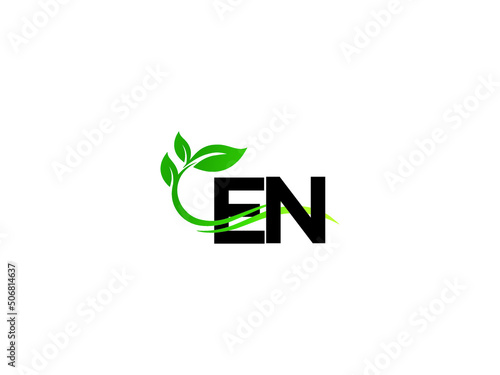 Creative EN Logo Icon, Letter En ne Green Leaf Logo Design For agriculture