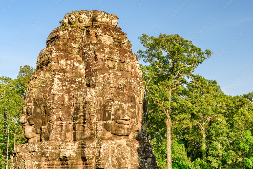 Fototapeta premium Giant stone face of Bayon temple, Cambodia