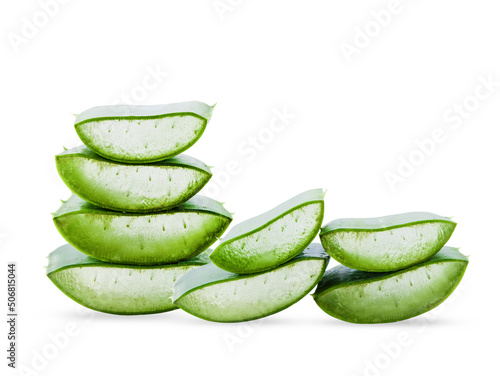 fresh aloe vera slices on white background,isolated