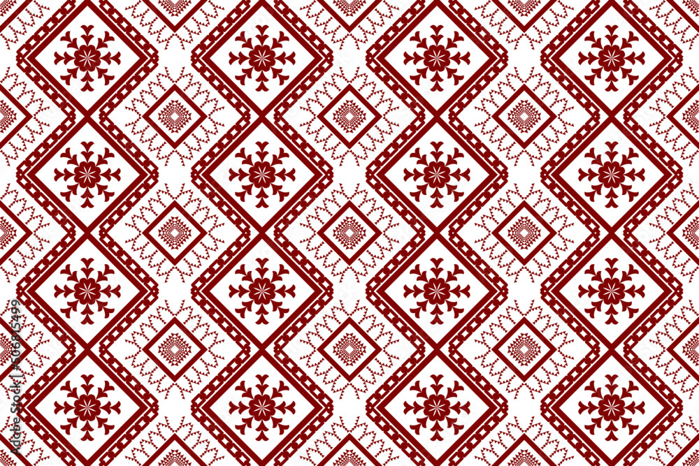 Fototapeta premium Geometric ethnic oriental traditional art pattern.Figure tribal embroidery style.Design for background,wallpaper,clothing,wrapping,fabric,element,,vector illustration.