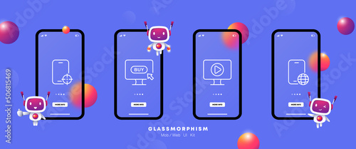 The target audience set icon. Sight, buy button, online store, contextual advertising. Business concept. Glassmorphism. UI phone app screen. Vector line icon for Business and Advertising