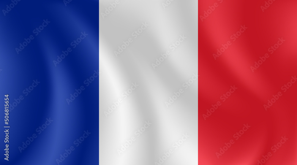 National flag of France with imitation of light waves on the fabric. Vector stock illustration National flag of France with imitation of light waves on the fabric. Vector stock illustration