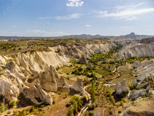 Awesome aerial view of Love Valley in Cappadocia, Turkey