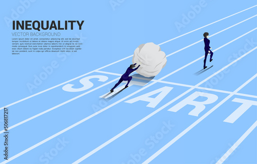 Silhouette one of businessman on inequality challenge. Concept of career obstacles and inequality
