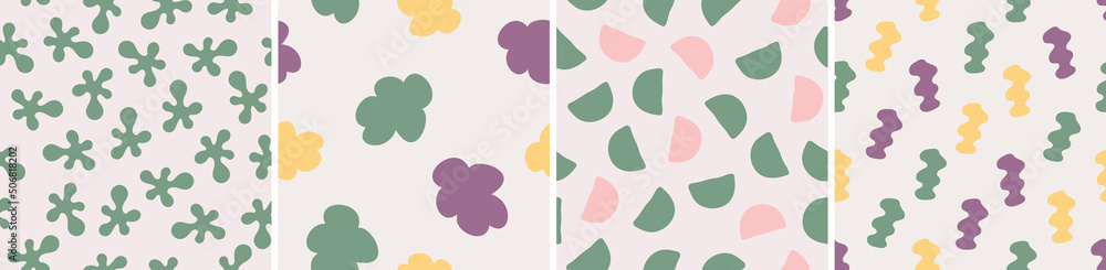 Collection of abstract seamless pattern. Simple organic shapes Collection of abstract seamless pattern. Simple organic shapes