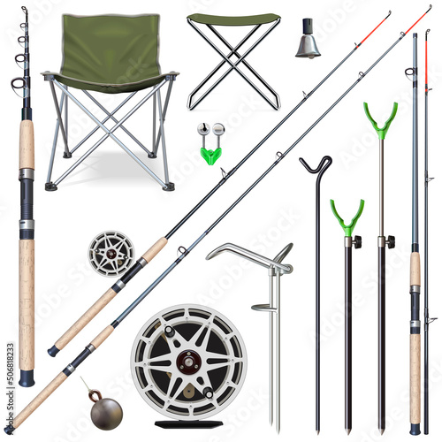 Vector Fishing Rods with Accessories