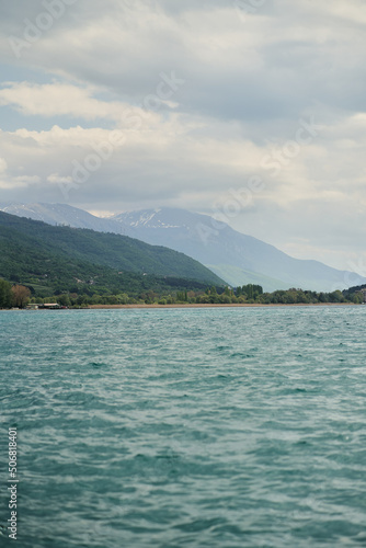 View of the beautiful lake Ohrid in the city of Ohrid. North Macedonia. High quality photo © Dima Anikin