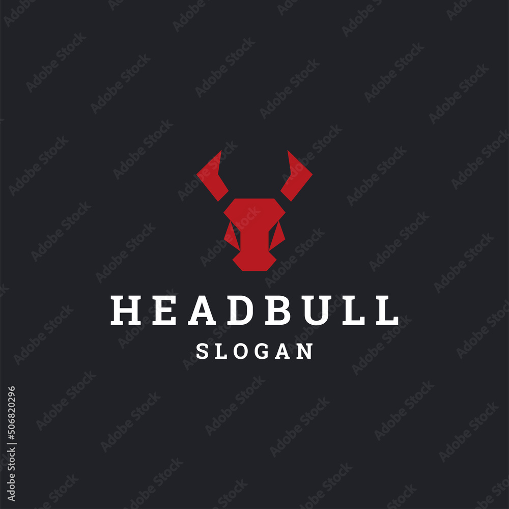 Head bull logo icon flat design template 