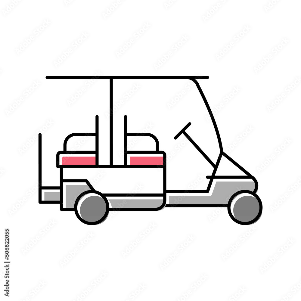 caddy golf club car color icon vector illustration