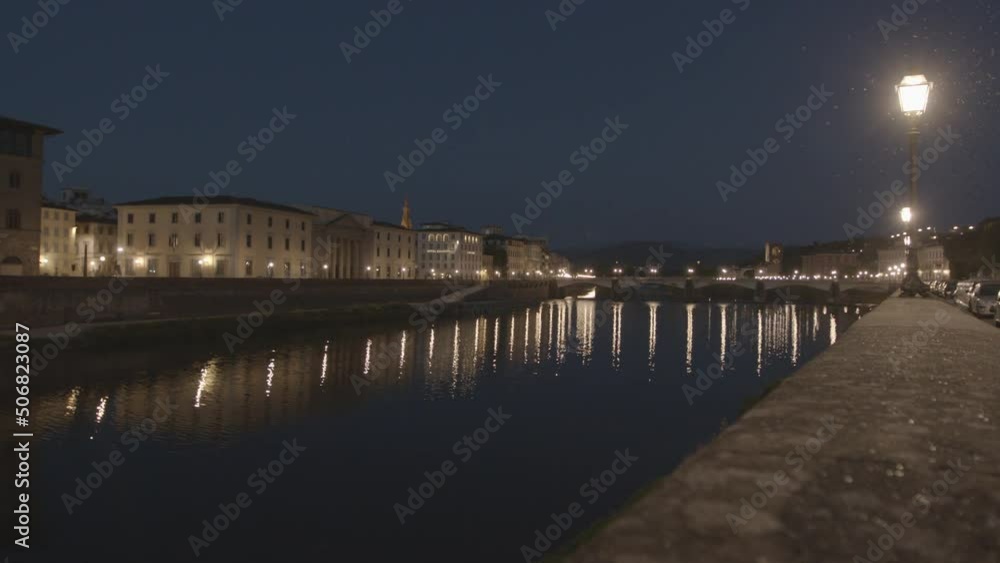 Arno river at night in Florence - Lockdown in Italy Arno river at night in Florence - Lockdown in Italy