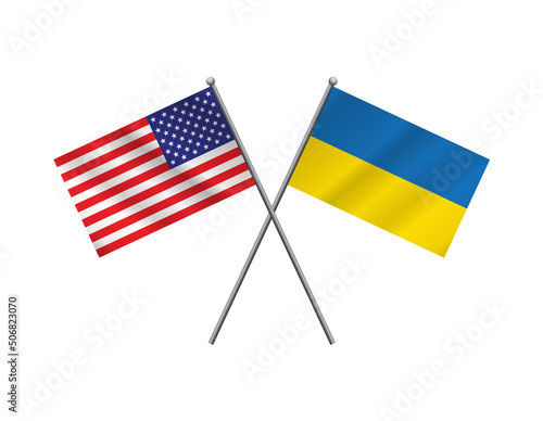 An illustration of an American and Ukraine flag crossed in solidarity.