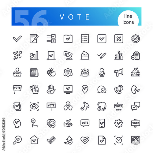 Vote Line Icons Set