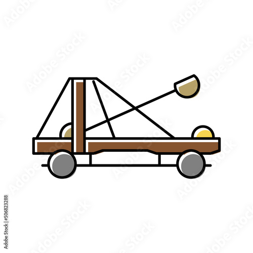 catapult weapon ancient rome color icon vector illustration