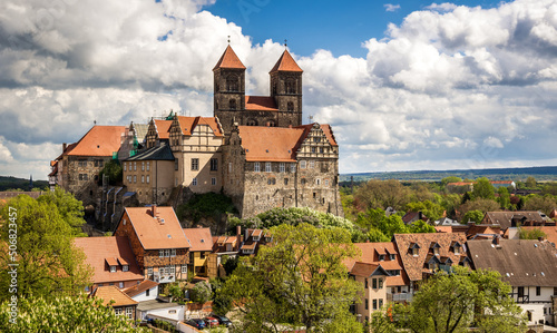 Medieval Quedlinburg town and castle, North of the Harz mountains. Saxony-Anhalt, Germany photo