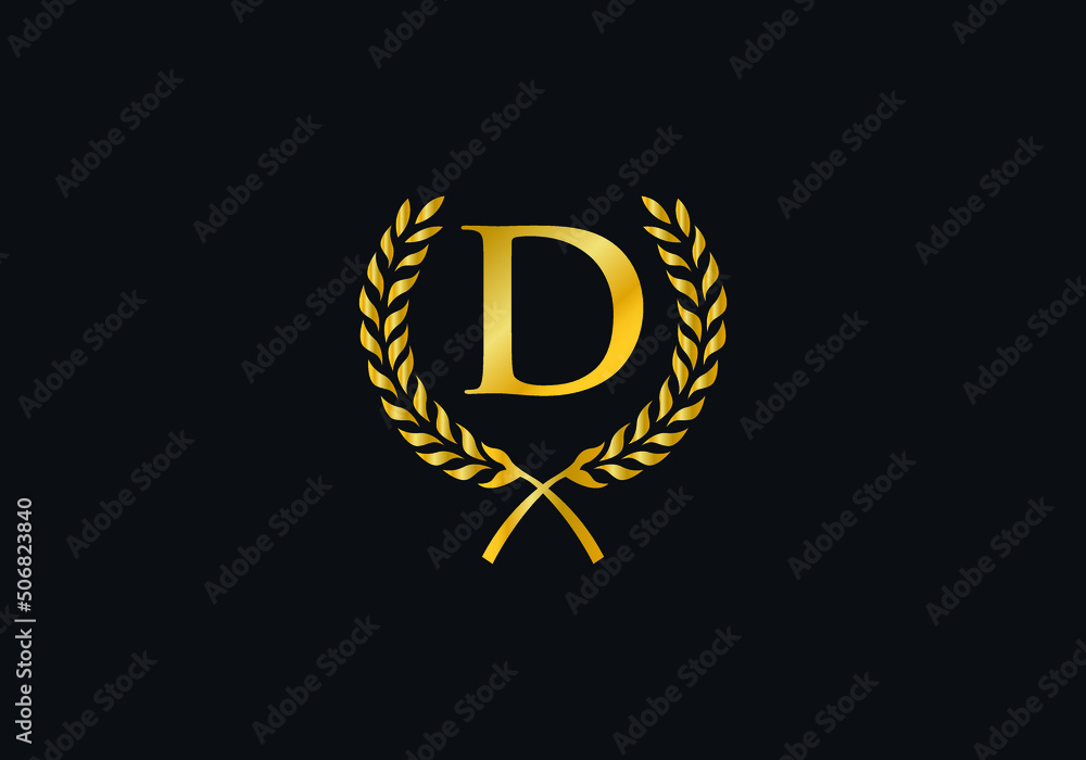 luxury and laurel wreath logo design design vector with letter and alphabet D luxury and laurel wreath logo design design vector with letter and alphabet D