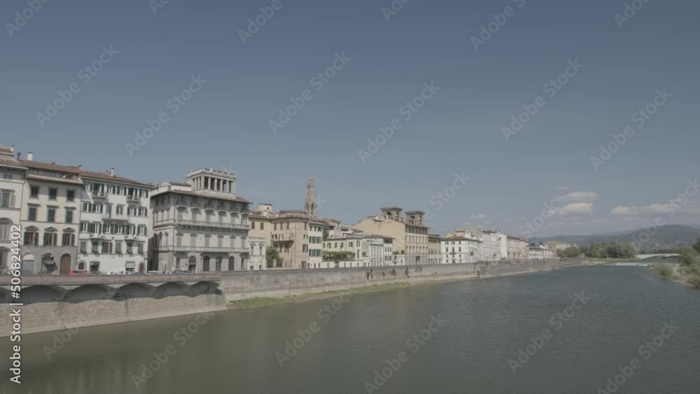 Pan of Arno river and Lungarno without car passing by - Lockdown in Italy Pan of Arno river and Lungarno without car passing by - Lockdown in Italy