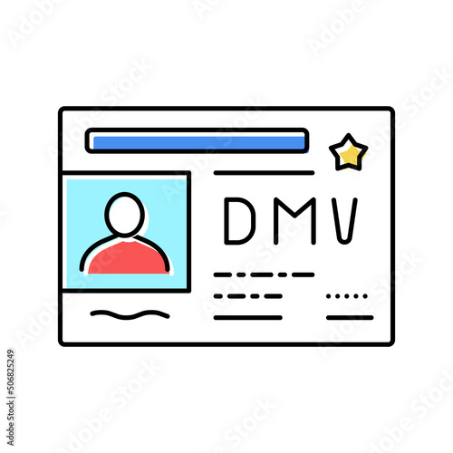 dmv driver license requirements color icon vector illustration
