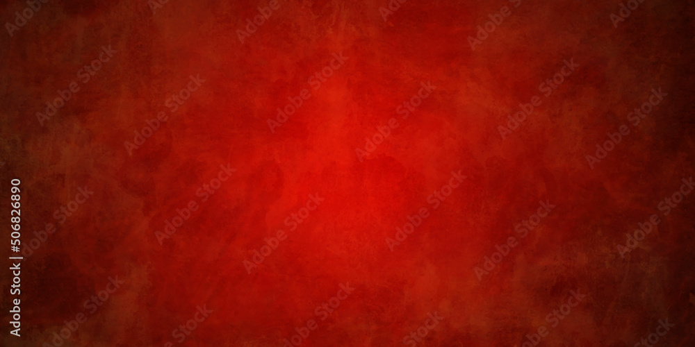 Red textured concrete wall wide banner background. Red concrete interior background banner grunge abstract  panorama,backdrop background.