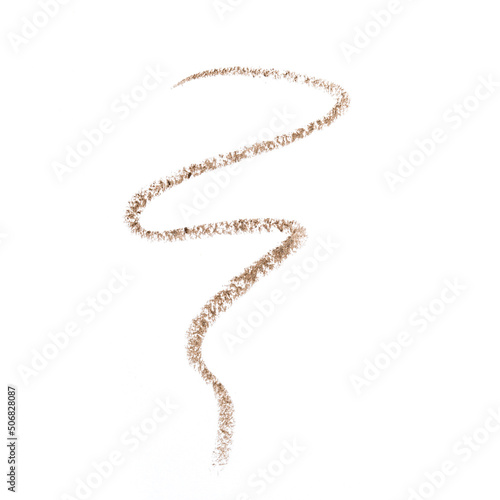 Makeup eye liner pencil. Eyeliner, eyebrow brown pencil trace smear smudge stroke isolated on white - Image