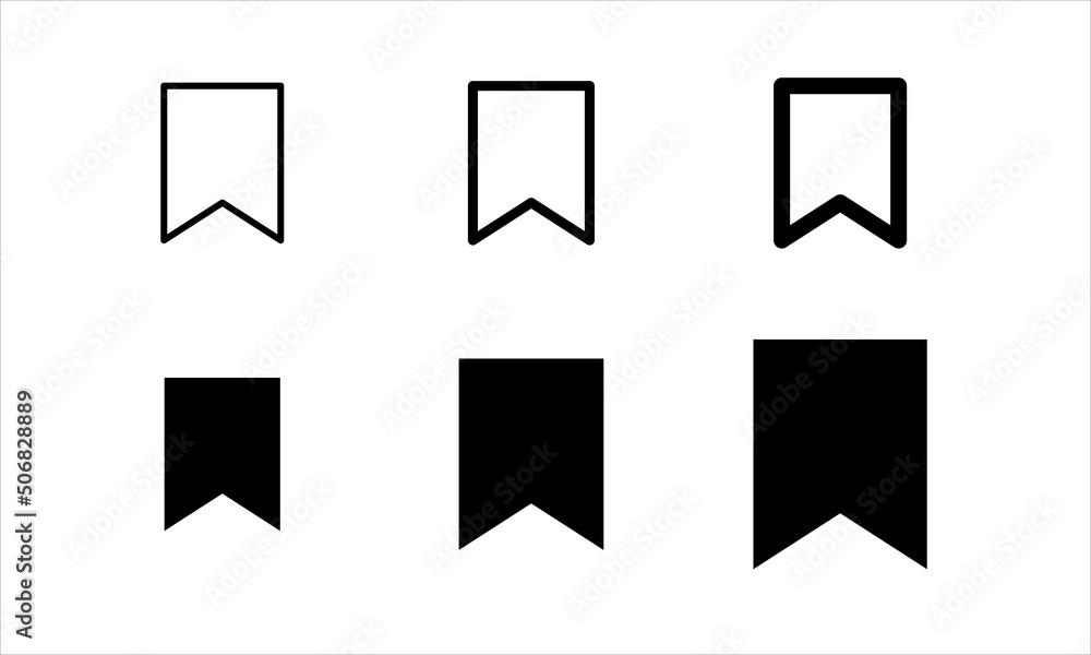 Set bookmark symbol thin or bold line icon in black. Bookmark browser concept. Trendy flat style outline and solid illustration for: logo, app, graphic, logotype, design, web, ui, ux. Vector EPS 10 Set bookmark symbol thin or bold line icon in black. Bookmark browser concept. Trendy flat style outline and solid illustration for: logo, app, graphic, logotype, design, web, ui, ux. Vector EPS 10