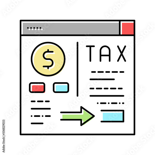 payment of taxes and fees color icon vector illustration