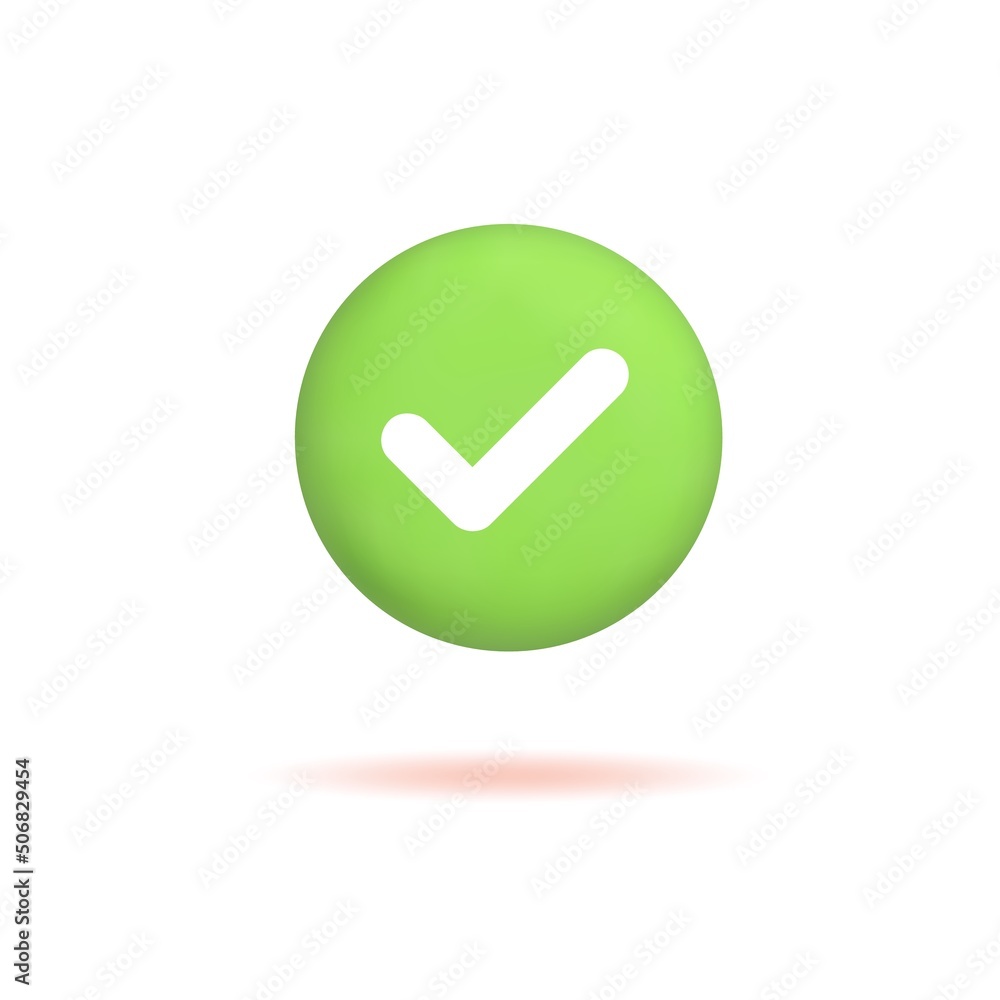 3d check mark icon, realistic green tick button isolated on white background. Vector illustration 3d check mark icon, realistic green tick button isolated on white background. Vector illustration