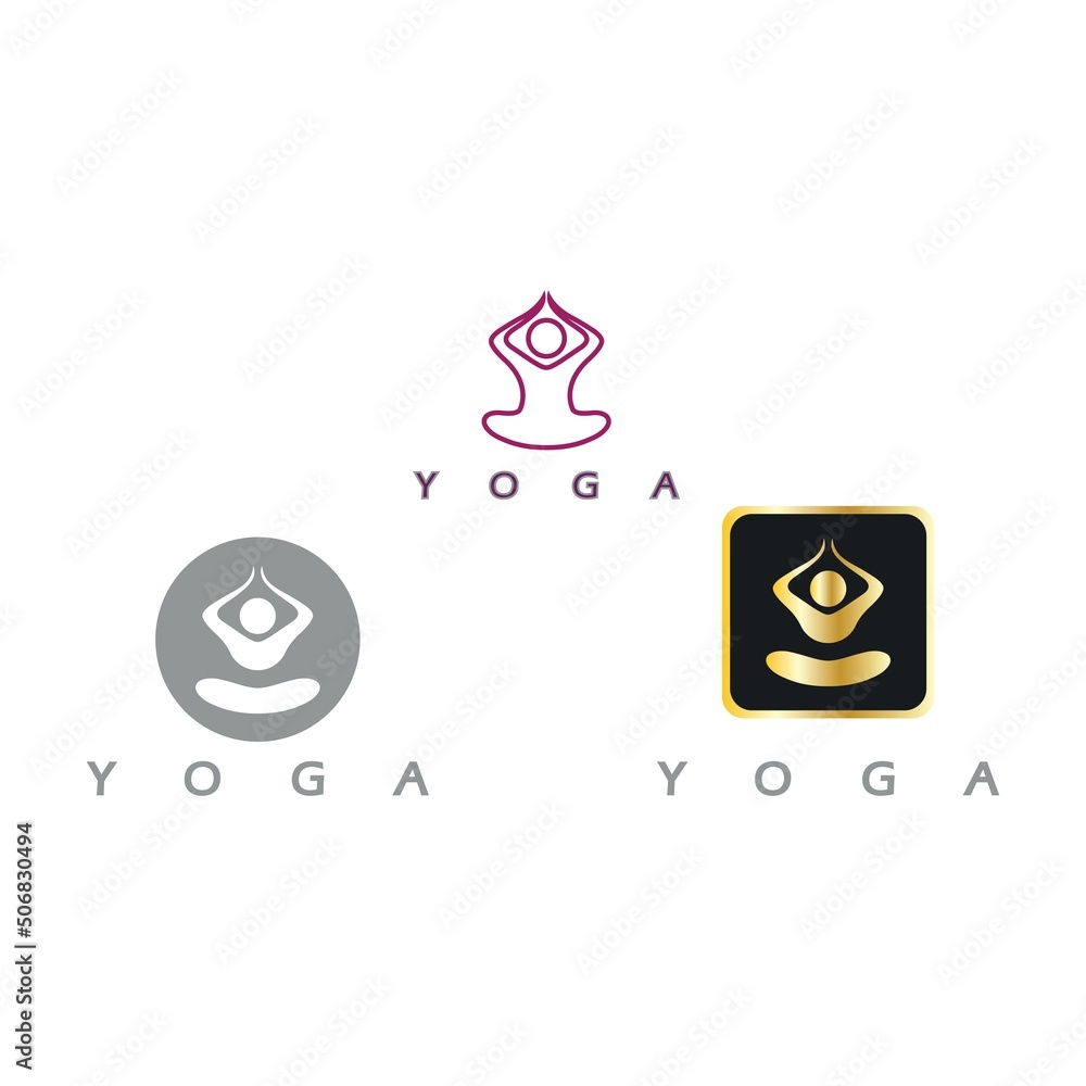 Fototapeta premium logo design of people doing yoga symbol icon illustration vector
