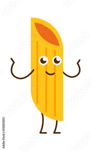 Funny Pasta Cartoon Character. Italian Macaroni. Vector illustration