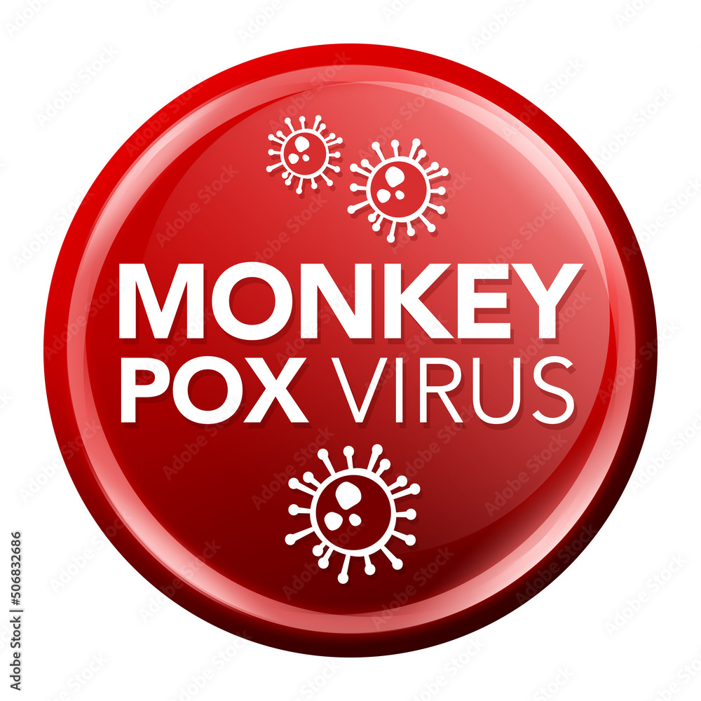 Monkeypox Virus Button. Round glossy Badge. Monkeypox Virus Button. Round glossy Badge.