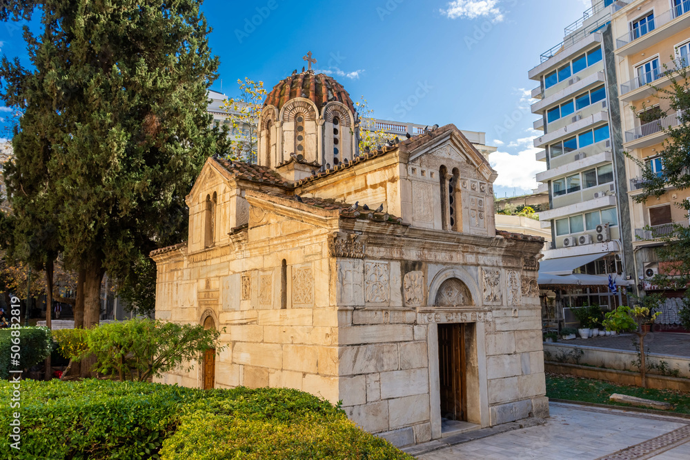 ATHENS, GREECE, 12 DECEMBER 2021 Orthodox Church of Agios Eleftherios