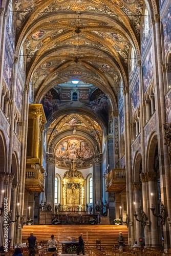 PARMA  ITALY  13 JUNE 2021 Beautiful and colorful interior of the Parma Cathedral