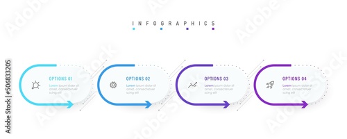 Vector Infographic label design template with icons and 4 options or steps. Can be used for process diagram, presentations, workflow layout, banner, flow chart, info graph.