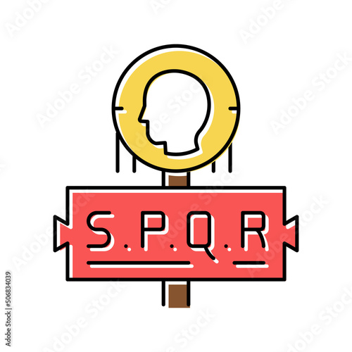 flag legionary ancient rome color icon vector illustration