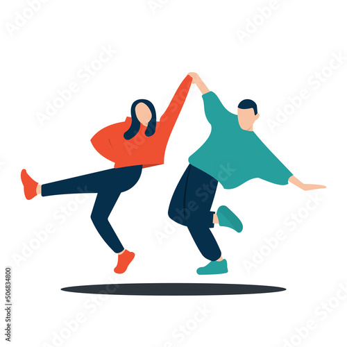 Flat people character dancing illustration