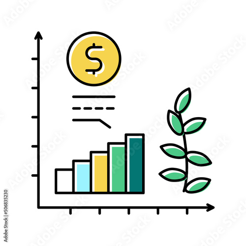 economics growth color icon vector illustration