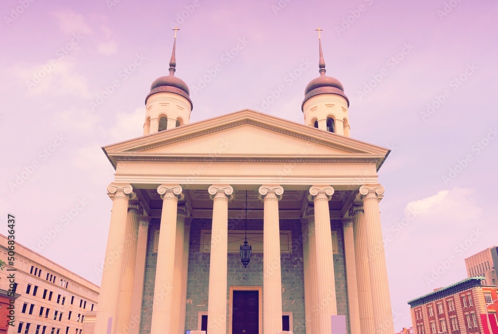 Baltimore church. Retro filtered colors photo.