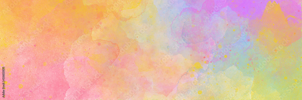 abstract colorful long wide watercolor background