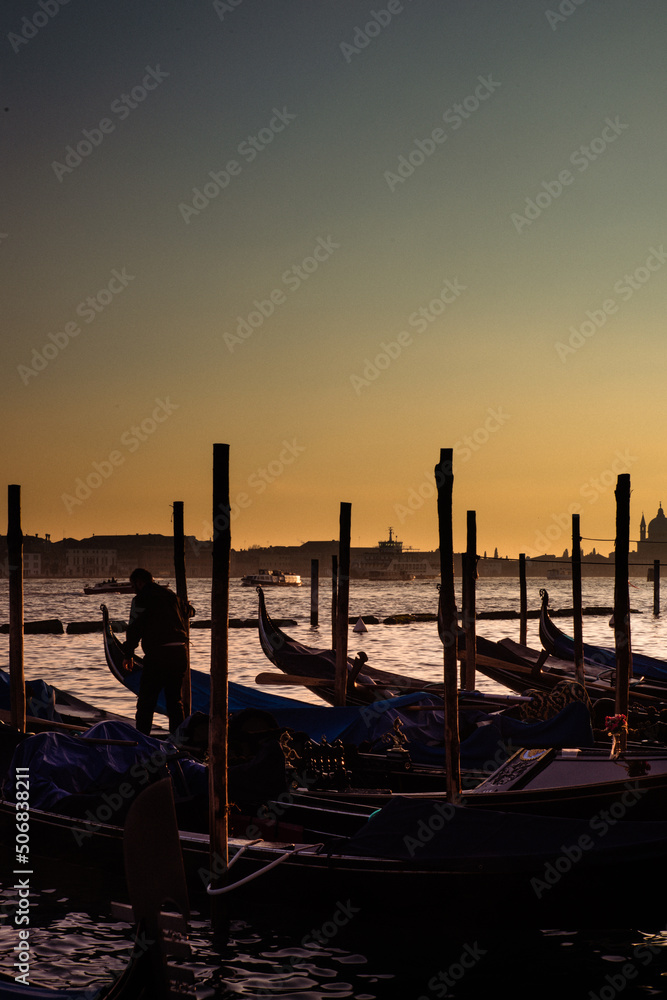 sunset on a Venetian pier