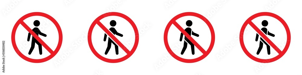 No entry signs icon. No pedestrian set icon, Vector illustration No entry signs icon. No pedestrian set icon, Vector illustration