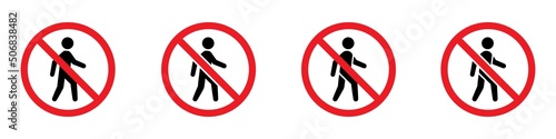 No entry signs icon. No pedestrian set icon, Vector illustration