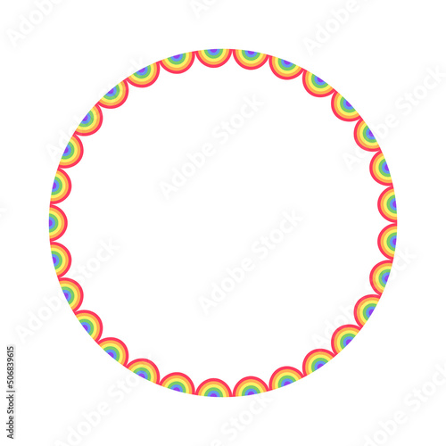 Rainbow scallop frame. Simple minimal border template.