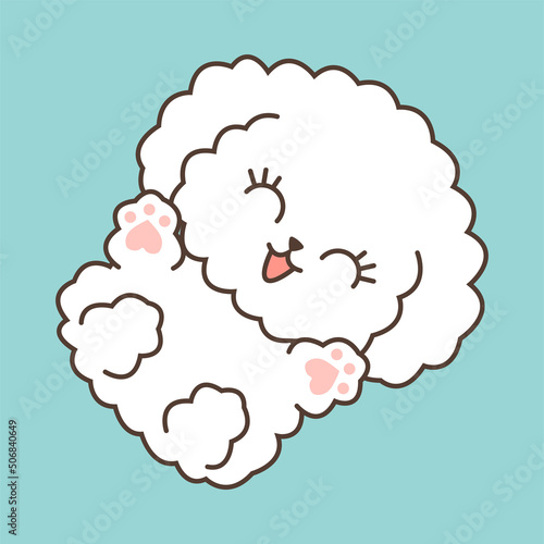 A cute illustration of a Bichon Frise laying Fototapet