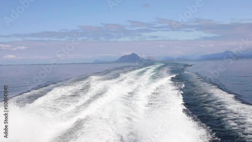 Coast of Helgeland in Northern Norway mountain view from boat photo