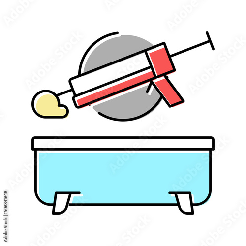 bathroom repair color icon vector illustration
