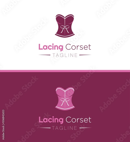 Corset store logo template, women's lingerie shop logotype, female underwear boutique vector icon design, bra lace branding, isolated on background