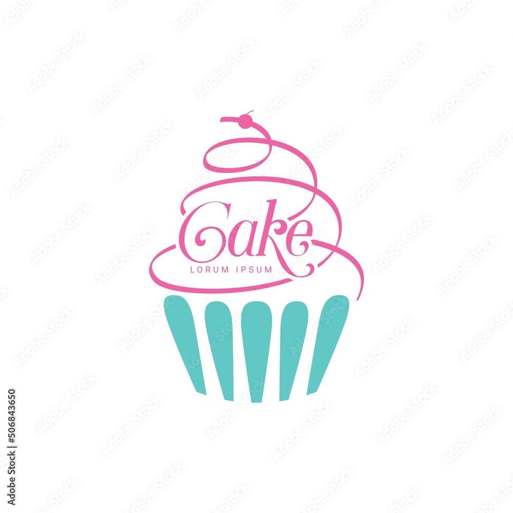 Cake logo of bakery. Cupcake dessert , Vector logo design template. Cupcakes bakery icon. Cake logo of bakery. Cupcake dessert , Vector logo design template. Cupcakes bakery icon.