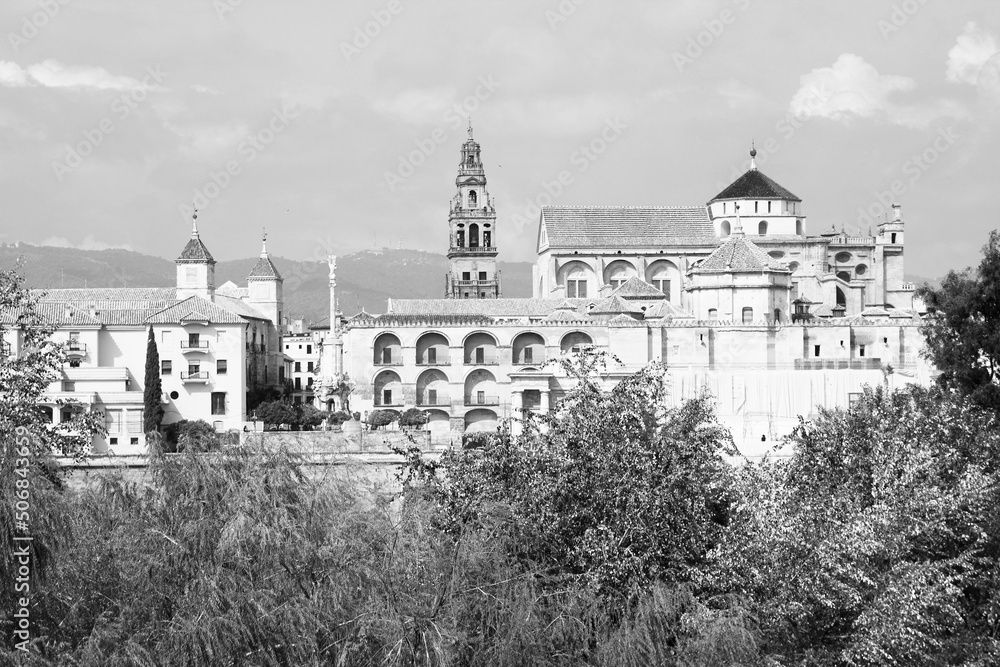 Cordoba, Spain. Black and white vintage style photo.
