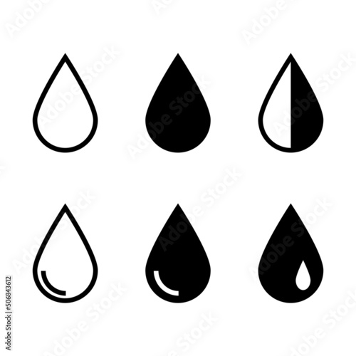 Water drop black icon set
