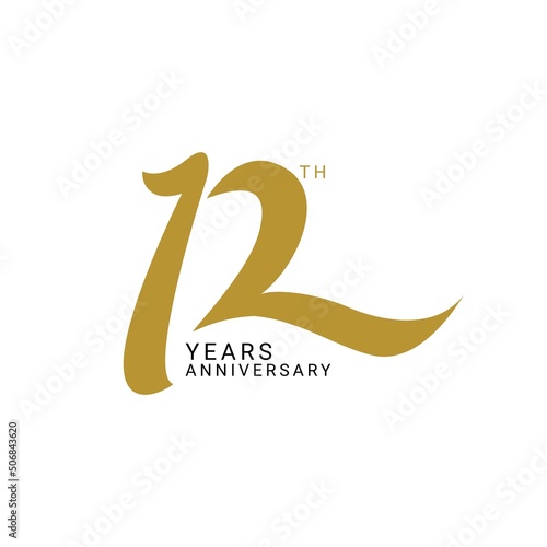 12 Year Anniversary Logo, 12 birthday,  Vector Template Design element for  invitation, wedding, jubilee and greeting card illustration.